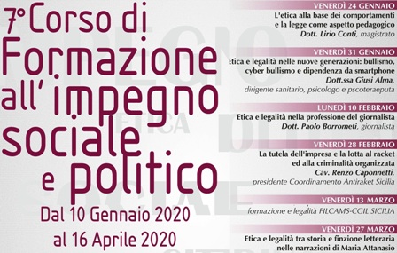 Diocesi di Caltagirone: 7° Corso di Formazione all’impegno sociale e politico, tra etica e legalità